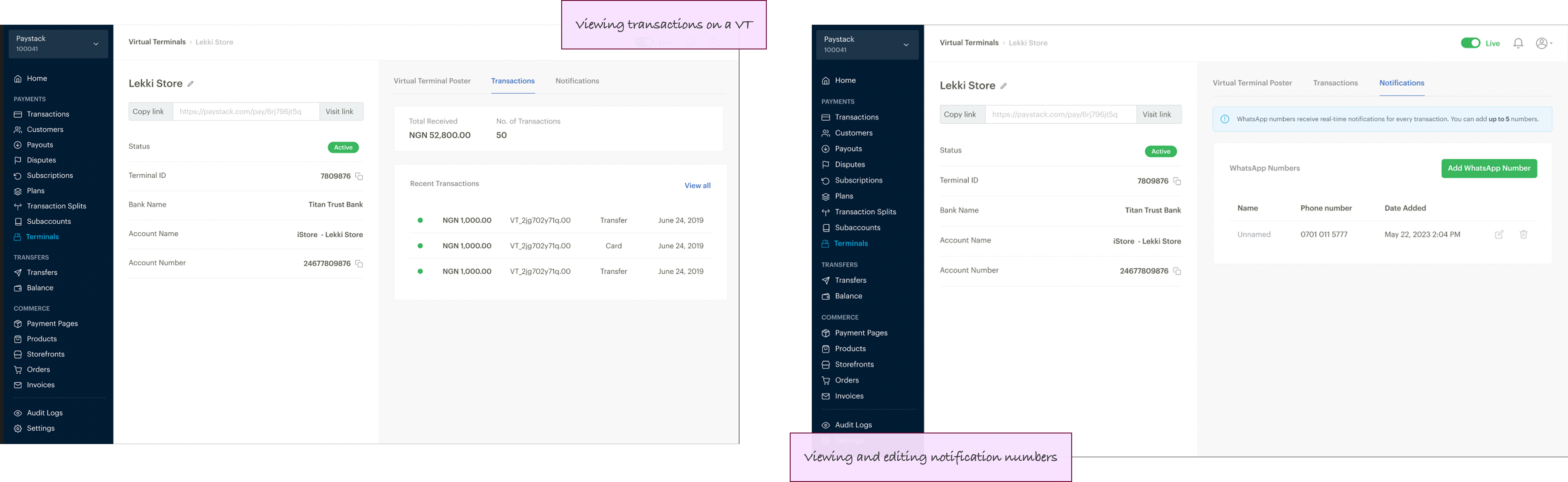 final version of the flow to view VT transactions and notifications